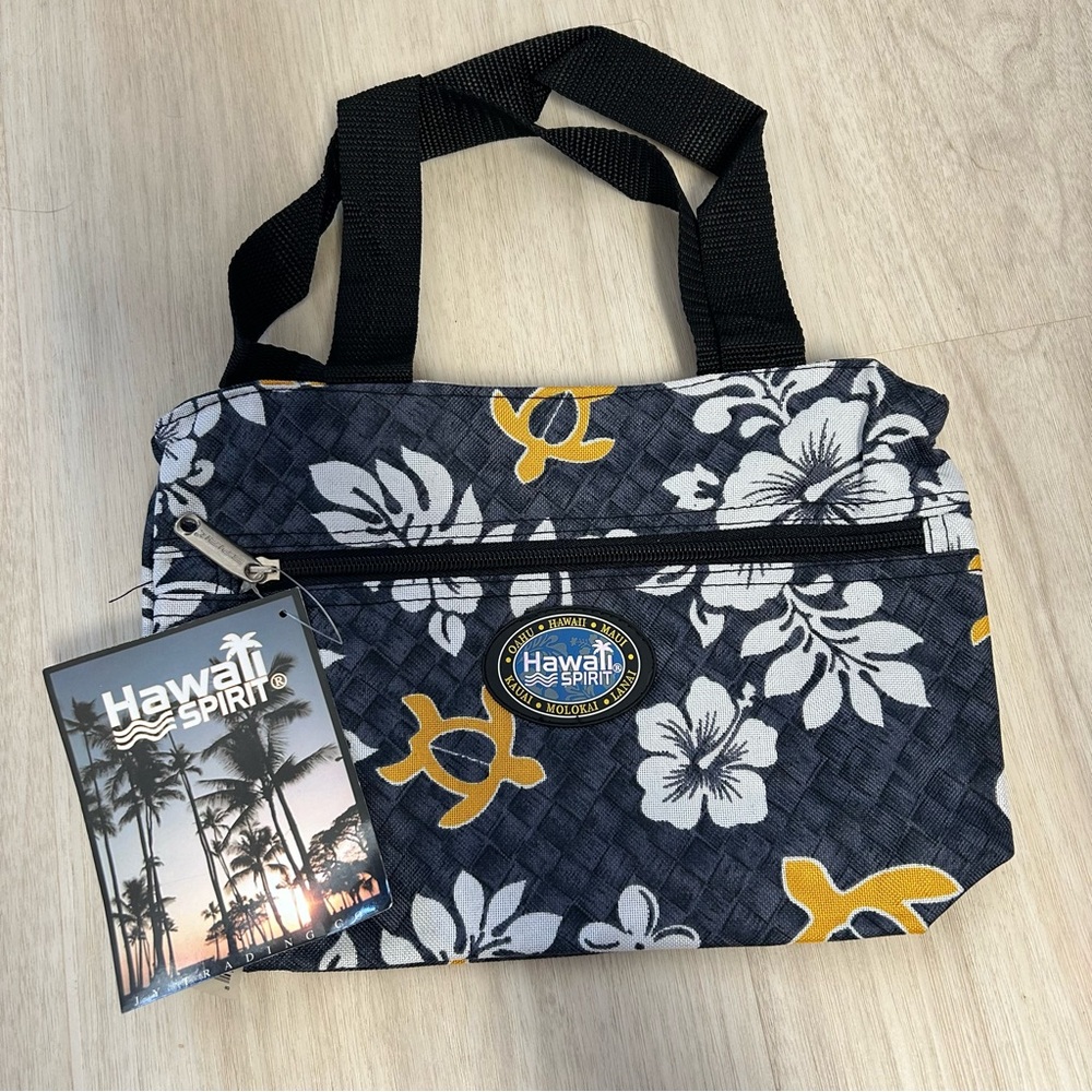 Hawaii Hawaiian Gray Yellow‎ Hibiscus Flower turtle honu Bag Purse NEW